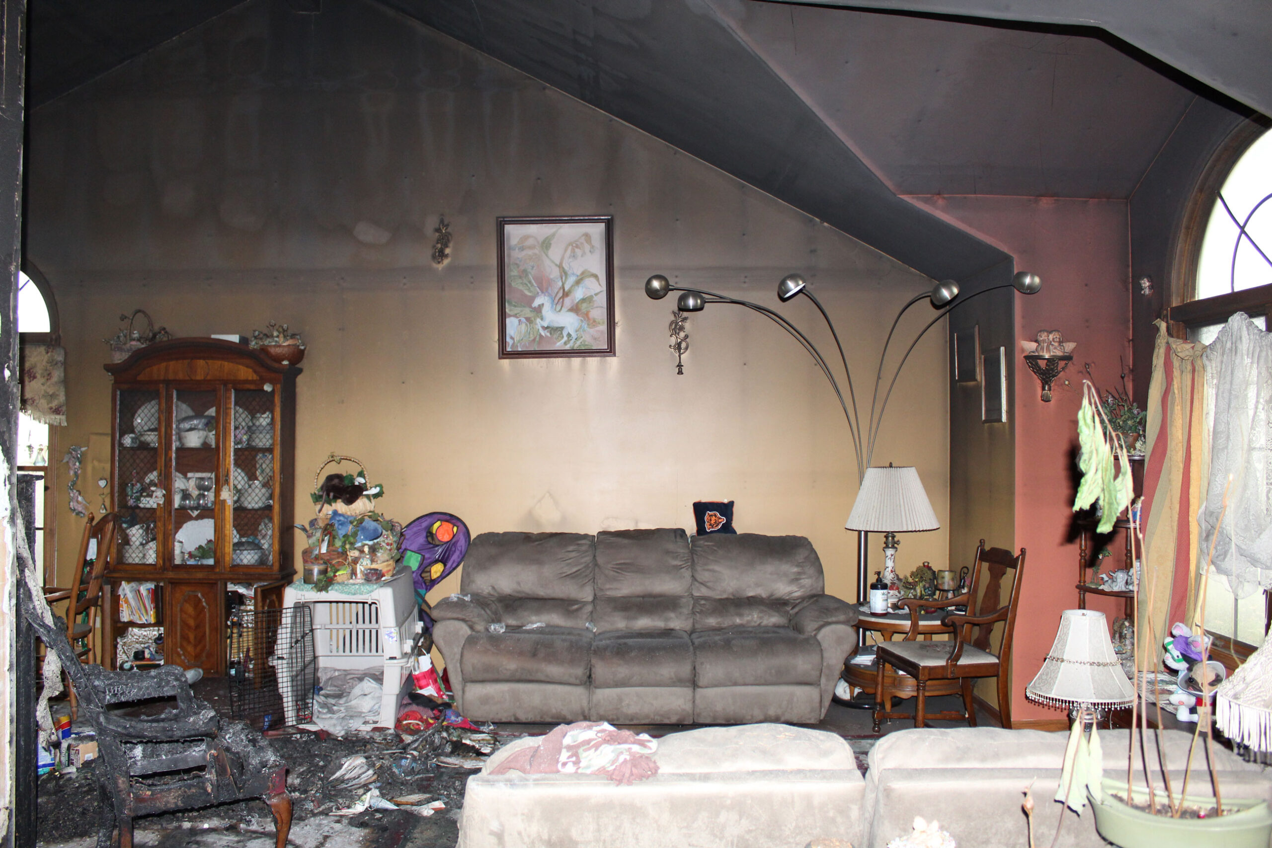 living room before home restoration
